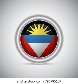 Antigua and Barbuda flag button style. Vector image