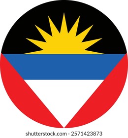 Antigua and Barbuda flag in circle, Simple vector button flag - Antigua and Barbuda.