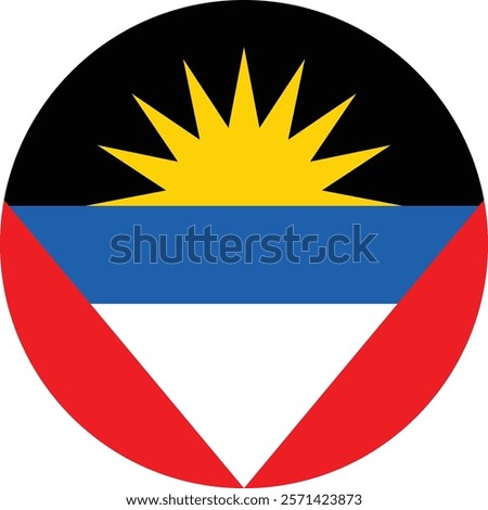 Antigua and Barbuda flag in circle, Simple vector button flag - Antigua and Barbuda.