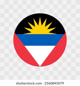 Antigua and Barbuda flag - circle vector flag isolated on checkerboard transparent background