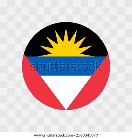 Antigua and Barbuda flag - circle vector flag isolated on checkerboard transparent background