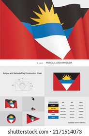 antigua and barbuda flag construction sheet vector