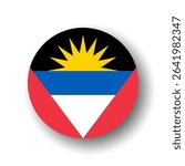 Antigua and Barbuda flag - flat vector circle icon or badge with dropped shadow.