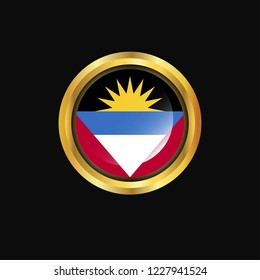 Antigua and Barbuda flag Golden button