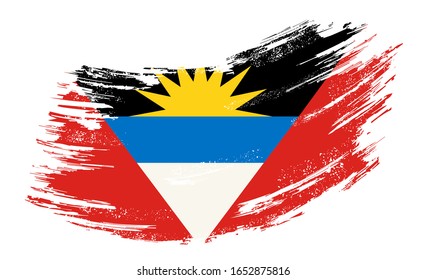 Antigua and Barbuda flag grunge brush background. Vector illustration.