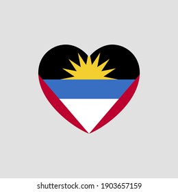 Antigua und Barbuda Fahne in Herzform Vektorgrafik Liebe Antigua Liebe Barbuda