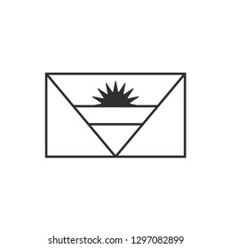 Antigua and Barbuda flag icon in black outline flat design. Independence day or National day holiday concept.