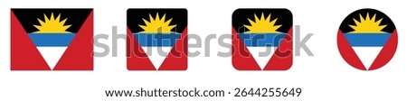 Antigua and Barbuda flag icon set. Antigua and Barbuda or AG flag icon. Antigua and Barbuda country Flags.