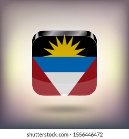 Antigua and Barbuda flag as icon, vector flag of Antigua and Barbuda with shadow