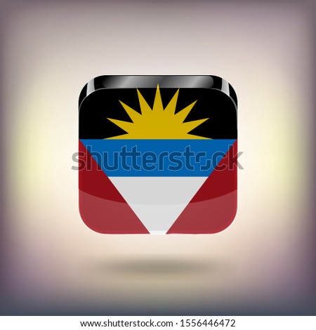 Antigua and Barbuda flag as icon, vector flag of Antigua and Barbuda with shadow