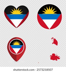 Antigua and Barbuda Flag Icons Pack. Vector illustration.