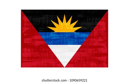 Antigua and Barbuda flag isolated on white background. Vector illustration in grunge style.