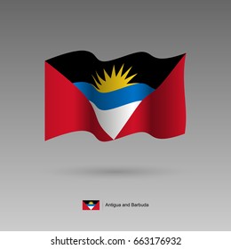 Antigua and Barbuda flag. Official colors and proportion correctly. High detailed vector illustration. 3d and isometry. EPS10