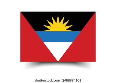 Antigua and Barbuda flag. The official ratio. Flag icon. Standard color. Standard size. A rectangular flag. Computer illustration. Digital illustration. Vector illustration.