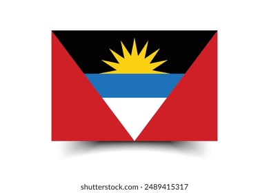 Antigua and Barbuda flag. The official ratio. Flag icon. Standard color. Standard size. A rectangular flag. Computer illustration. Digital illustration. Vector illustration.