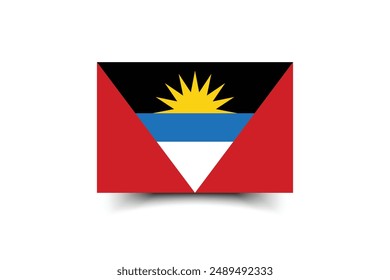 Antigua and Barbuda flag. The official ratio. Flag icon. Standard color. Standard size. A rectangular flag. Computer illustration. Digital illustration. Vector illustration.