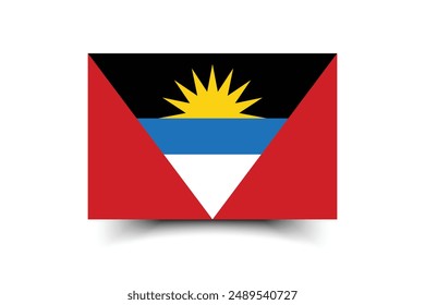 Antigua and Barbuda flag. The official ratio. Flag icon. Standard color. Standard size. A rectangular flag. Computer illustration. Digital illustration. Vector illustration.