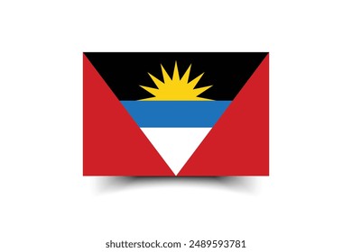 Antigua and Barbuda flag. The official ratio. Flag icon. Standard color. Standard size. A rectangular flag. Computer illustration. Digital illustration. Vector illustration.