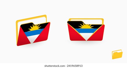 Antigua and Barbuda flag on two type of folder icon. Vector illustration.