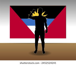 Antigua And Barbuda flag paper texture, single-piece element, vector design, Antigua And Barbuda flag taped on wall, decoration or celebration idea