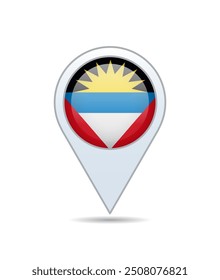 Antigua and Barbuda - flag pin for map. Vector illustration.