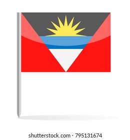 Antigua and Barbuda Flag Pin Vector Icon - Illustration