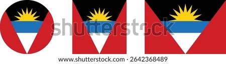 
Antigua and Barbuda flag PNG vector. Antigua and Barbuda square and round icon isolated on transparent PNG background. Antigua and Barbuda flag icon.

