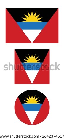 
Antigua and Barbuda flag PNG vector. Antigua and Barbuda square and round icon isolated on transparent PNG background. Antigua and Barbuda flag icon.

