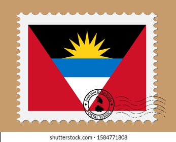 Antigua and Barbuda Flag With Postage Stamp Vector illustration Eps 10