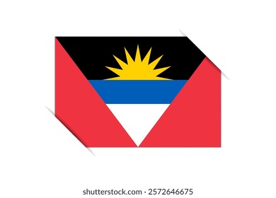 Antigua and Barbuda flag - rectangle colorful flag representing a country cultural identity and heritage. The essence of national pride and unity. Attached by the corners in a paper album