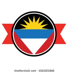 Antigua and Barbuda flag in round button of icon. flag logo of Antigua and Barbuda emblem isolated on white background, Antigua and Barbuda national concept sign, Vector illustration.