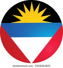 Antigua and Barbuda Flag Round Icon Vector