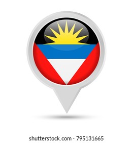 Antigua and Barbuda Flag Round Pin Vector Icon - Illustration