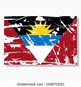 Antigua and Barbuda flag with scratches, vector flag of Antigua and Barbuda.