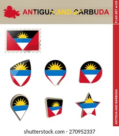 Antigua and Barbuda Flag Set, Flag Set #124. Vector.