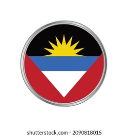 Antigua and Barbuda flag with silver frame vector design