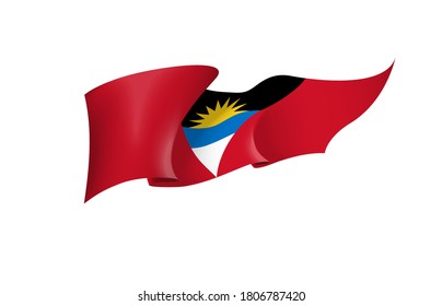 Antigua and Barbuda flag state symbol isolated on background national banner. Greeting card National Independence Day of Republic of Antigua and Barbuda. Illustration banner with realistic state flag.