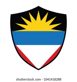 Antigua and Barbuda Flag Vector Shield Icon - Illustration.