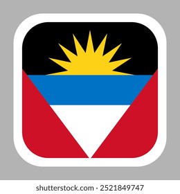 Antigua and Barbuda Flag Vector Stock Illustration Design Template. Rounded Square Shape.