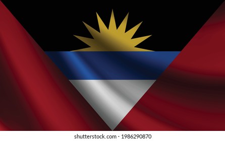 Die Flagge von Antigua und Barbuda winkt. Hintergrund für patriotisches und nationales Design. Vektorgrafik 