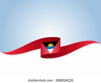 Antigua and Barbuda flag wavy abstract background. Vector illustration.