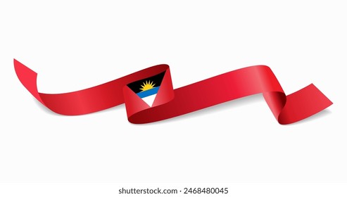 Antigua and Barbuda flag wavy abstract background. Vector illustration.