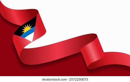 Antigua and Barbuda flag wavy abstract background. Vector illustration.