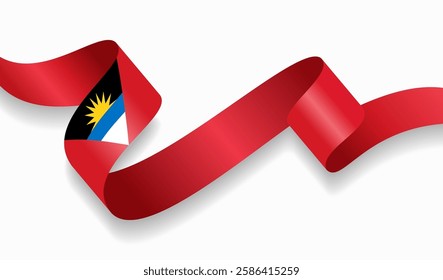 Antigua and Barbuda flag wavy abstract background. Vector illustration.