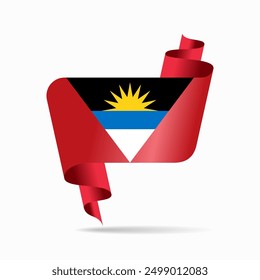 Antigua and Barbuda flag wavy ribbon background. Vector illustration.