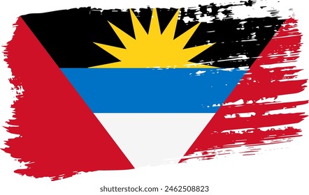 Antigua and Barbuda flag, wide brush stroke on transparent background, vector.