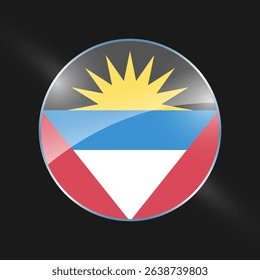 Antigua and barbuda flags design vector illustration graphic of glossy buttons with identification pin vector illustration	