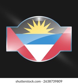 Antigua and barbuda flags design vector illustration graphic of glossy buttons with identification pin vector illustration	
