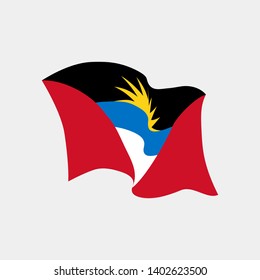 Antigua and Barbuda fluttering flag. Vector illustration. St. John's