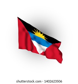 Antigua and Barbuda fluttering flag. Vector illustration. St. John's